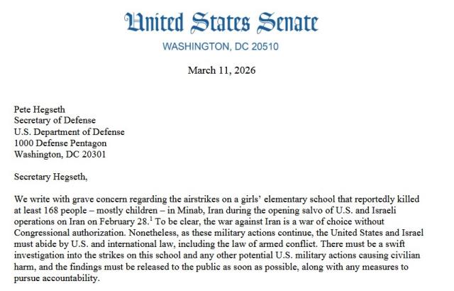 Strage scuola Minab, l'appello di 46 senatori dem a Hegseth: "Urge risposta, Usa e Israele si assumano responsabilit&agrave;" - DOCUMENTO