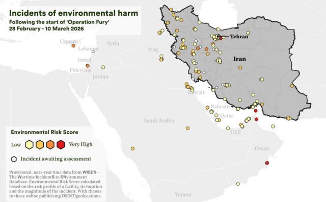 "Guerra Iran causa danni ecosistemici, raid su depositi greggio hanno rilasciato inquinanti che dureranno decenni": i dati CEOBS
