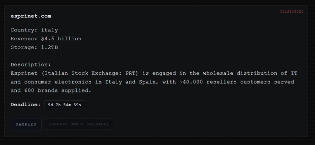Esprinet, attacco hacker dal gruppo ALP-001, compromessi 1,2 terabyte di dati aziendali, a rischio informazioni sensibili