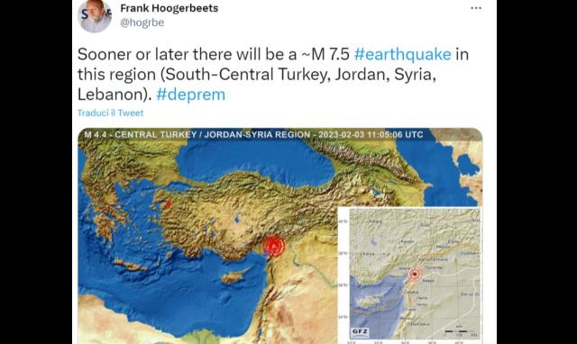 Terremoto tra Turchia e Siria, il geologo Frank Hoogerbeets lo aveva predetto 3 giorni prima