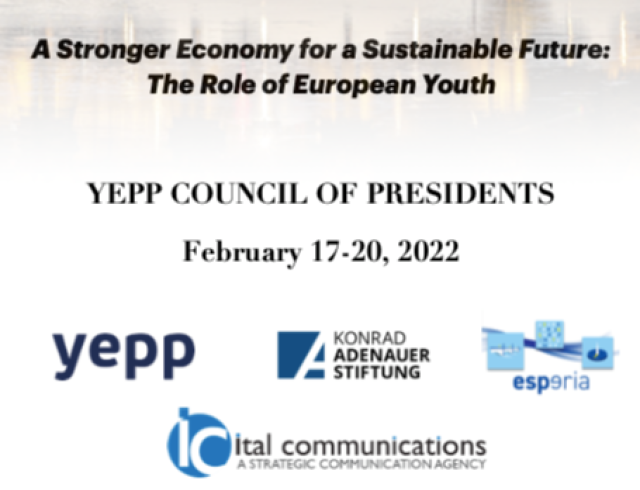 Al Parlamento al  via il Council Meeting YEPP 2022 &ldquo;Un&rsquo;economia pi&ugrave; forte per un futuro sostenibile. Il ruolo dei giovani europei&rdquo;