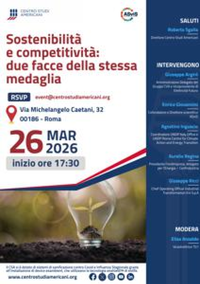 Energia, a Roma l'evento 'Sostenibilit&agrave; e competitivit&agrave;: due facce della stessa medaglia'