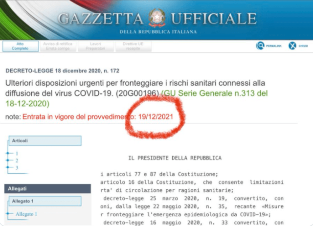 Decreto Natale: ERRORE nel testo in Gazzetta Ufficiale. 'Non &egrave; valido nel 2020. Tutti liberi'