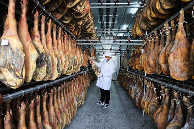 Cina: Huangshan, lavorazione dei salumi durante l'inverno (1)