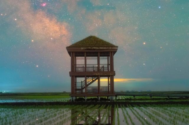 Cina: Heilongjiang, panorama notturno delle risaie (2)