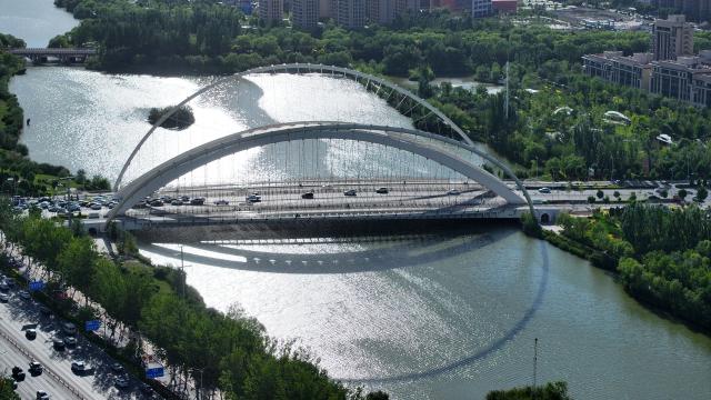 Cina: Ningxia, veduta aerea di Yinchuan (2)