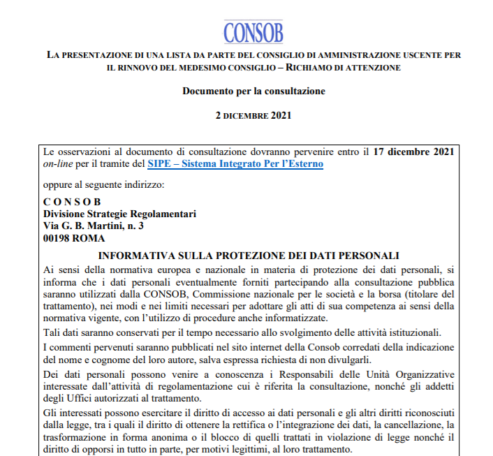 Documento Consob