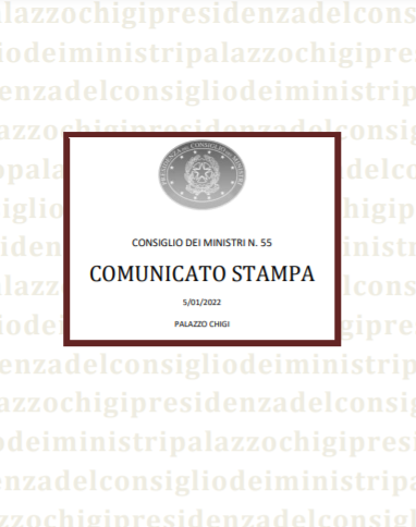 Consiglio dei ministri - 5 gennaio 2022