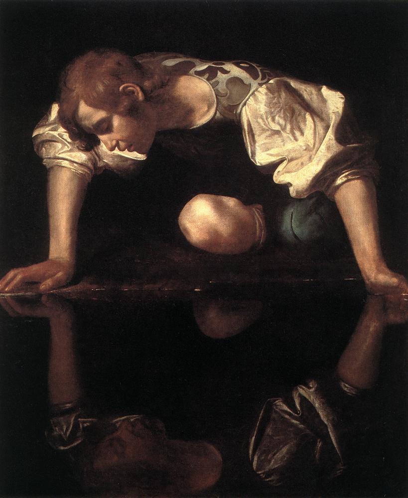Il Narciso di Michelangelo. Fonte: https://upload.wikimedia.org/wikipedia/commons/4/41/Michelangelo_Merisi_da_Caravaggio_-_Narcissus_-_WGA04109.jpg