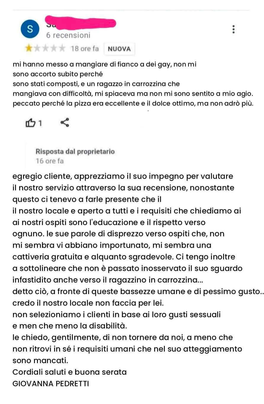 La recensione incriminata