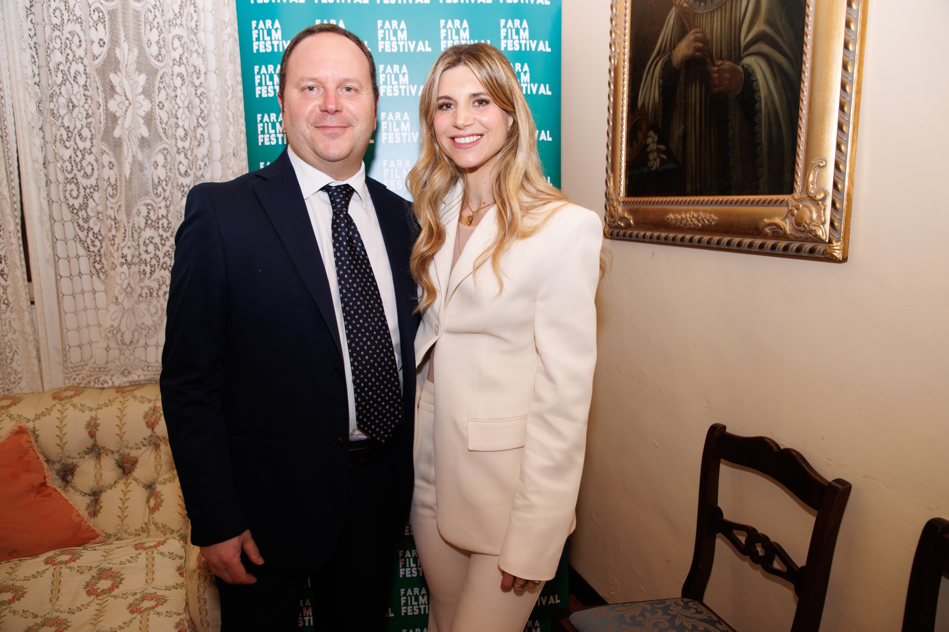 Riccardo Martini con la madrina della serata, l'attrice Nicoletta Romanoff. Ph. Gabriele Pallai, fonte: FFF