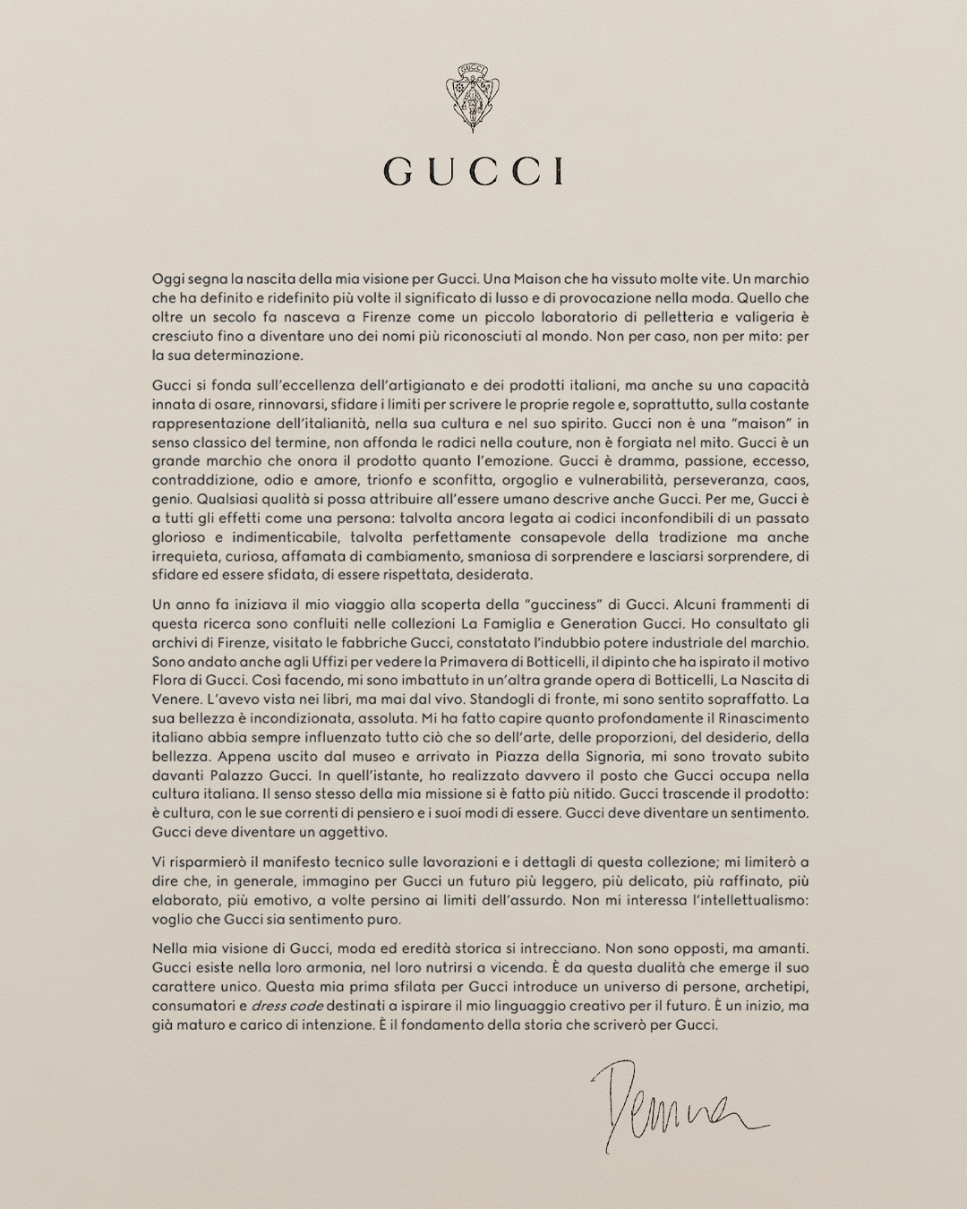 Lettera firmata dal direttore artistico 